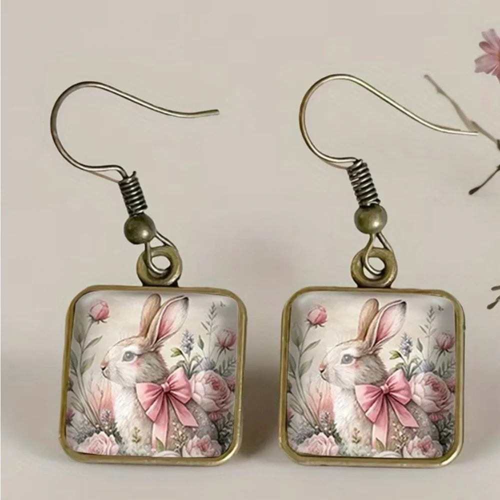 Charming Rabbit Earrings with Pink Accents